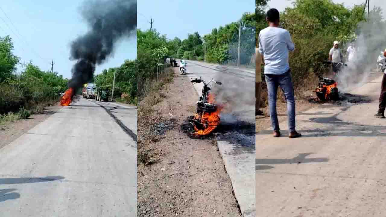 नर्मदापुरम-हरदा बायपास पर हुआ हादसा: धू-धूकर जल उठी स्कूटी, बाल-बाल बचा बालक